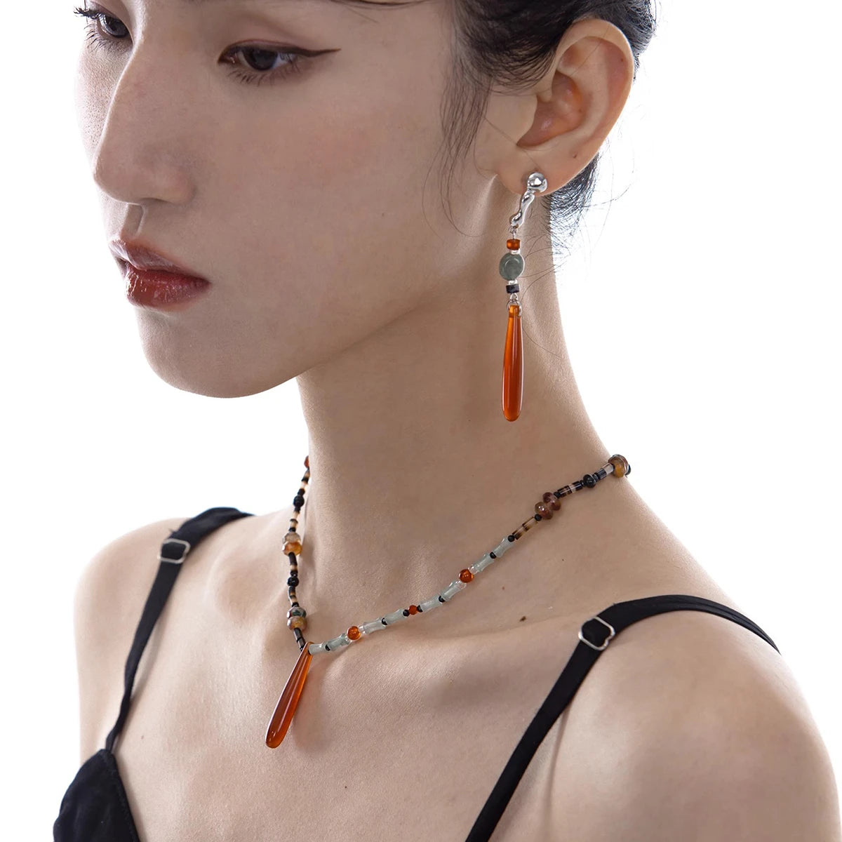 Red Jade Water Drop Pendant Necklace