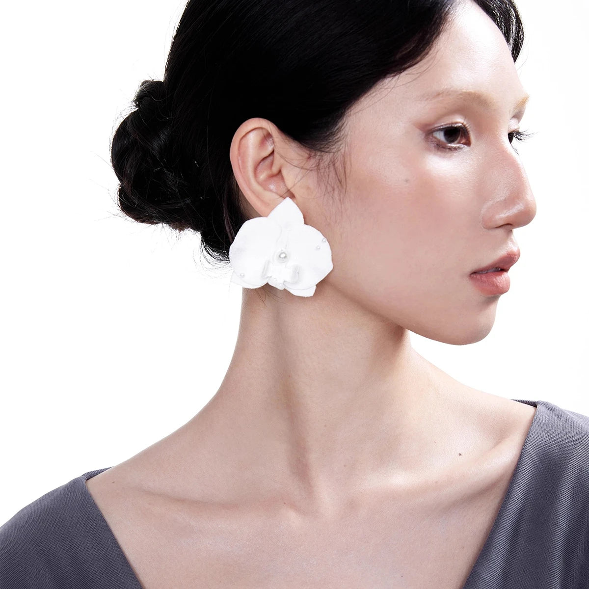 White Butterfly & Night Orchid Earrings