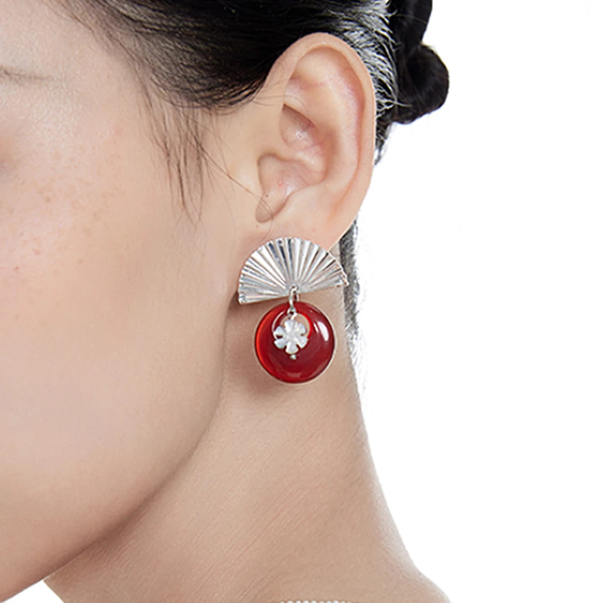 Pipa Melody Silver Fan Earrings