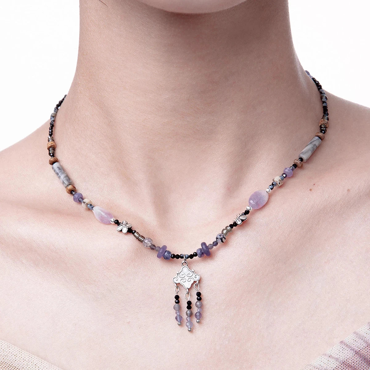 Wisteria Fringe Agate Necklace