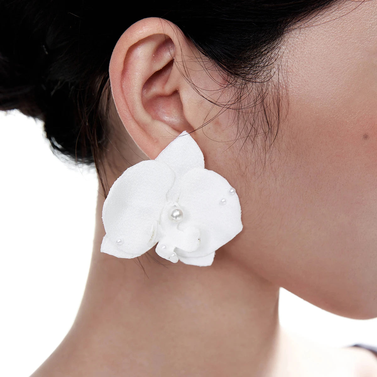 White Butterfly & Night Orchid Earrings