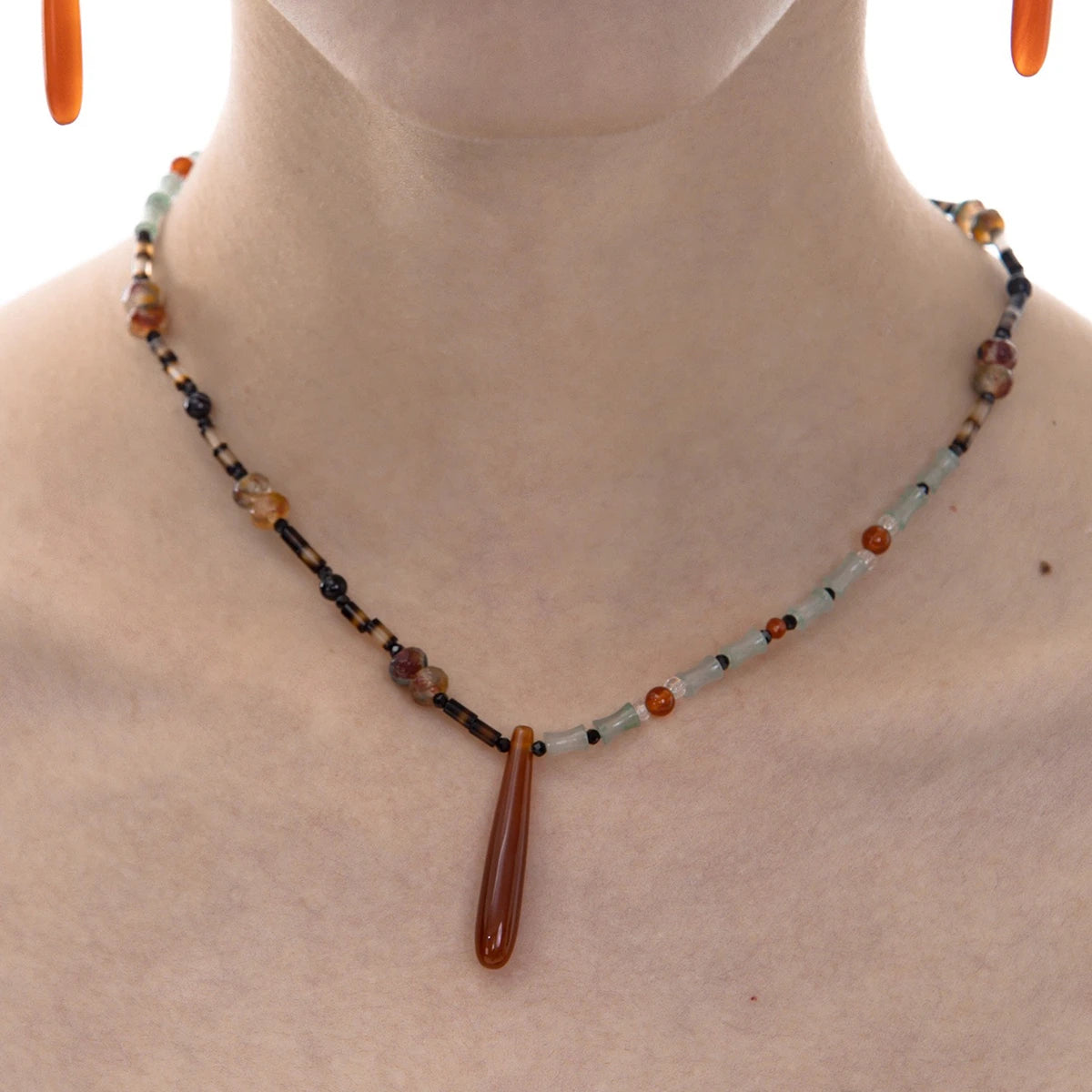 Red Jade Water Drop Pendant Necklace
