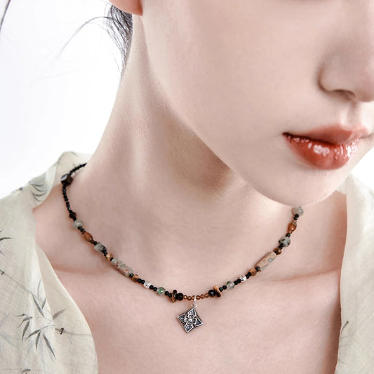 Lhasa Natural Agate Beaded Necklace