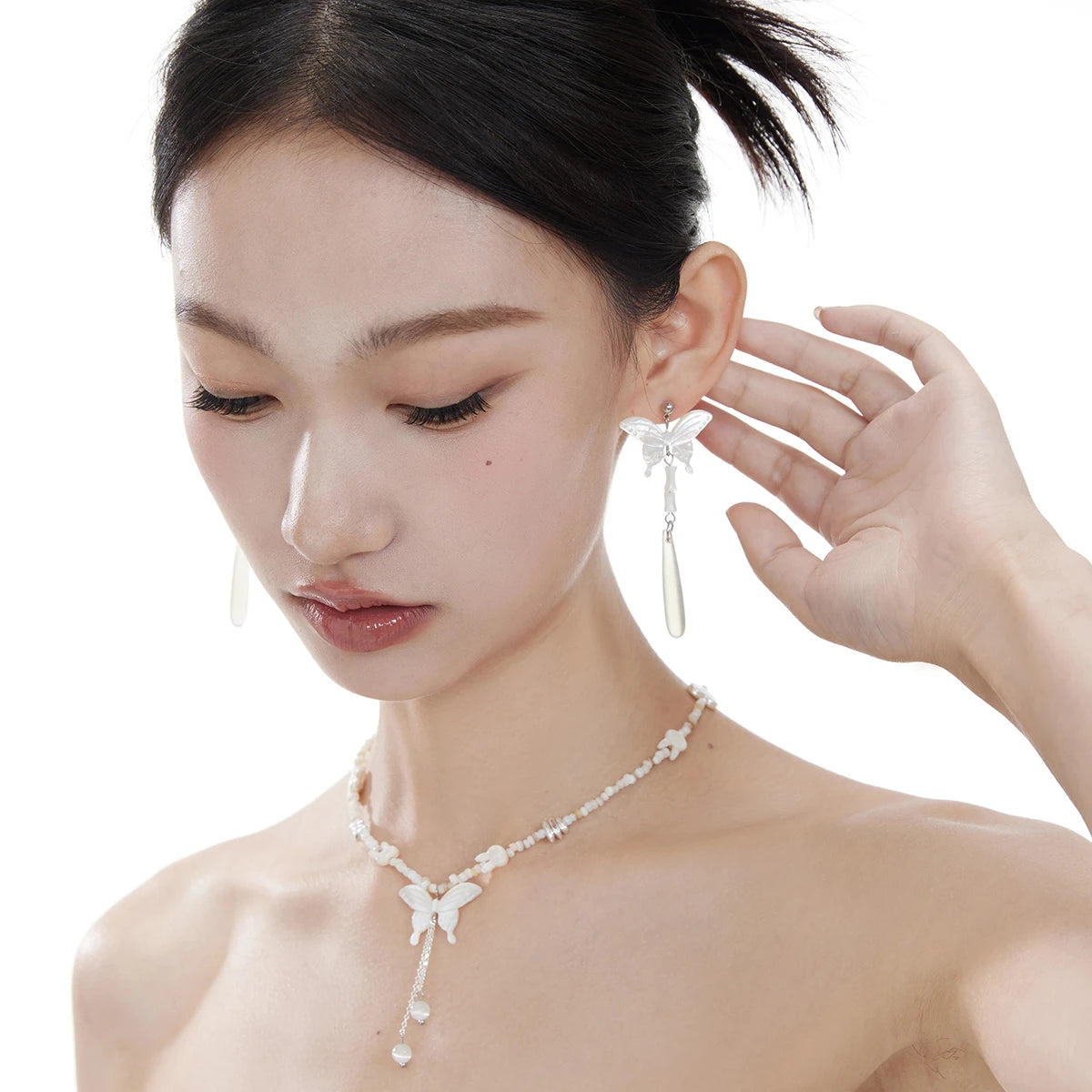 Oriental Jade Butterfly Earrings