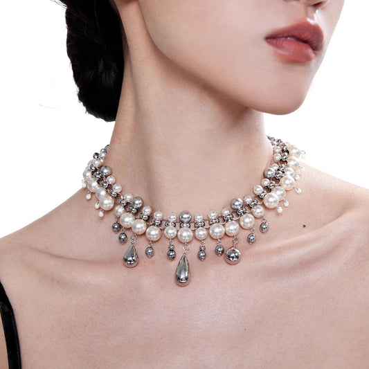Handmade Water Drop Pearl Fringe Necklace - Elegant Design
