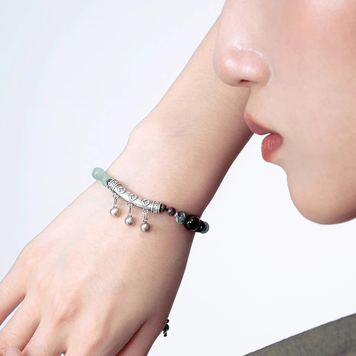 Tibetan Bell Natural Bamboo Jade Bracelet