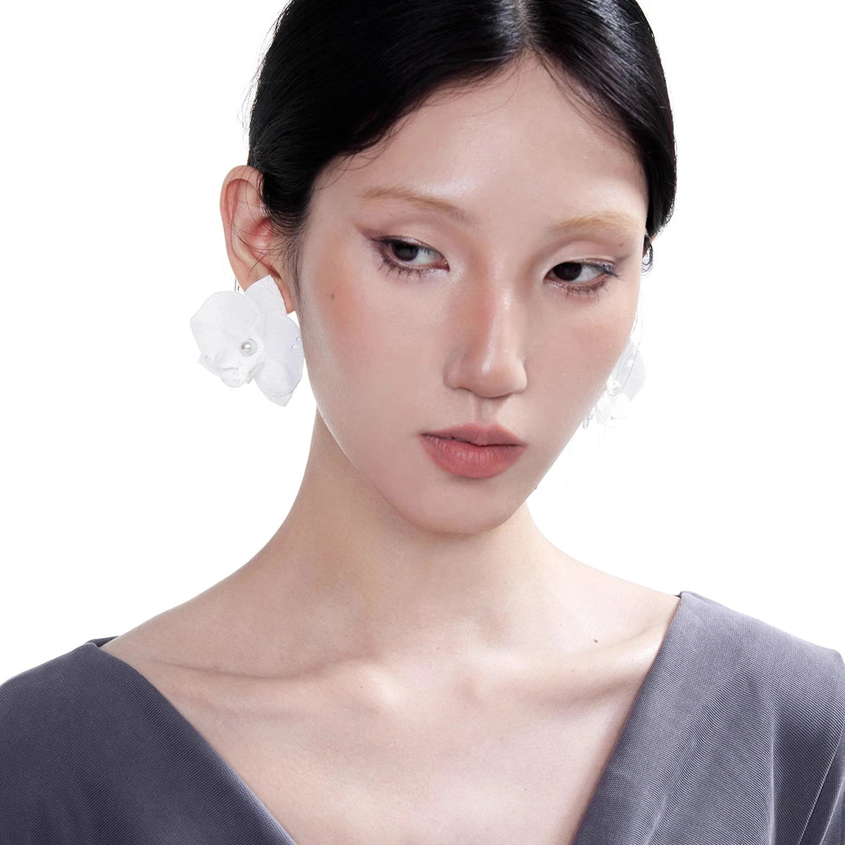 White Butterfly & Night Orchid Earrings
