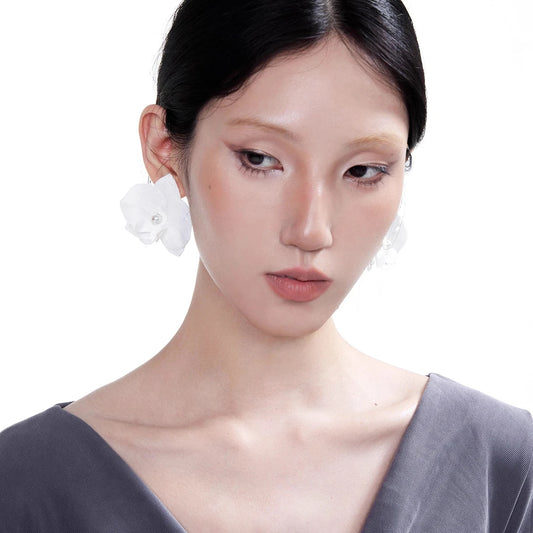 White Butterfly & Night Orchid Earrings