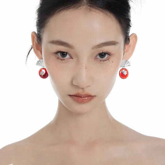 Pipa Melody Silver Fan Earrings