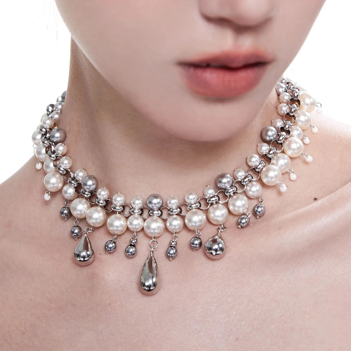 Handmade Water Drop Pearl Fringe Necklace - Elegant Design