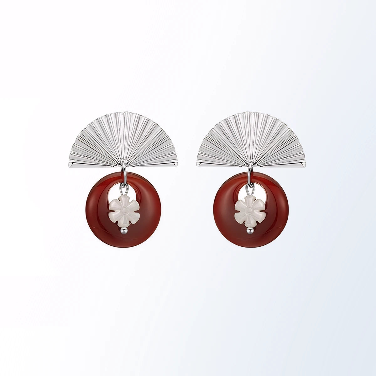 Pipa Melody Silver Fan Earrings