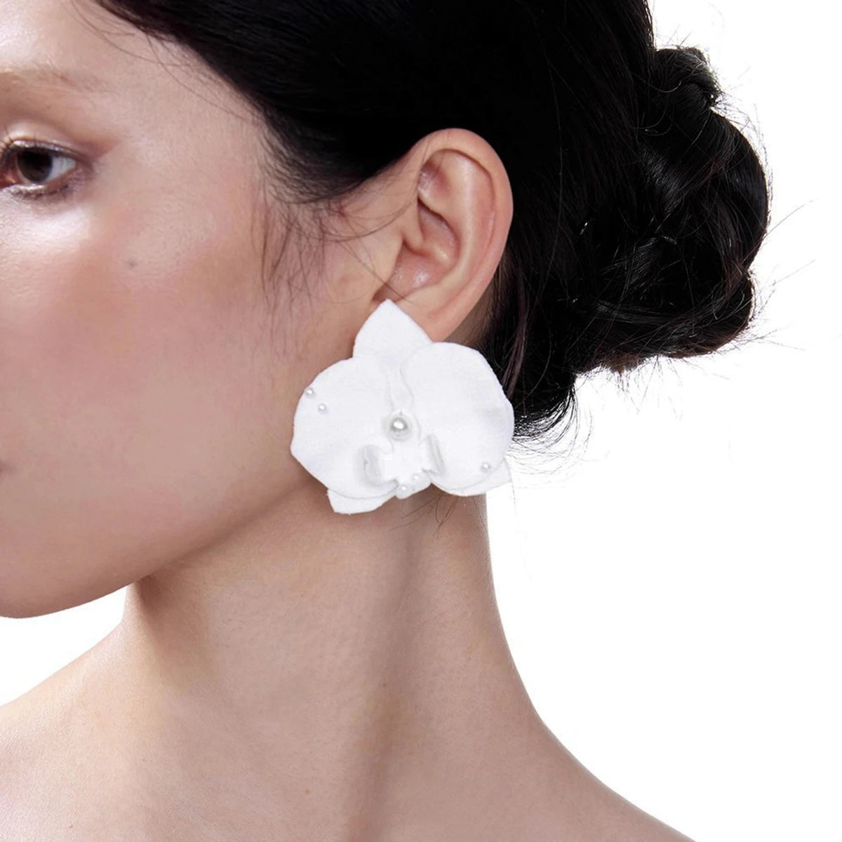 White Butterfly & Night Orchid Earrings
